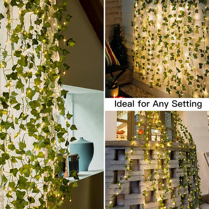 suddus Vine Fairy Lights – Thoughtful Birthday Gift for Her, Pre-Lit Ivy Curtain with 8 Modes and Auto Timer