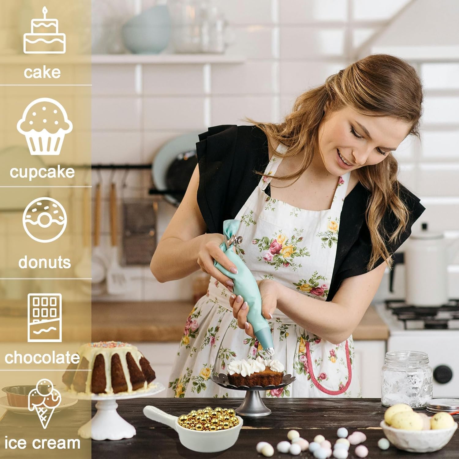 SUGAR BAY Edible Gold and Silver Pearl Sprinkles – Child-Safe Cupcake Topping for Kids' Birthday Parties and Family Baking