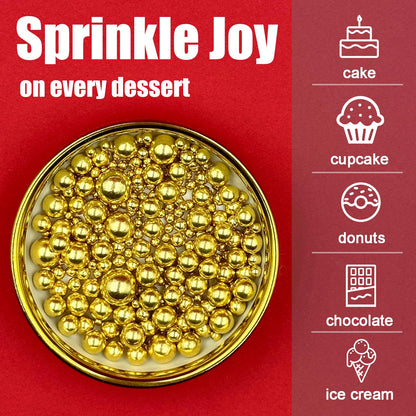 SUGAR BAY Edible Gold and Silver Pearl Sprinkles – Child-Safe Cupcake Topping for Kids' Birthday Parties and Family Baking