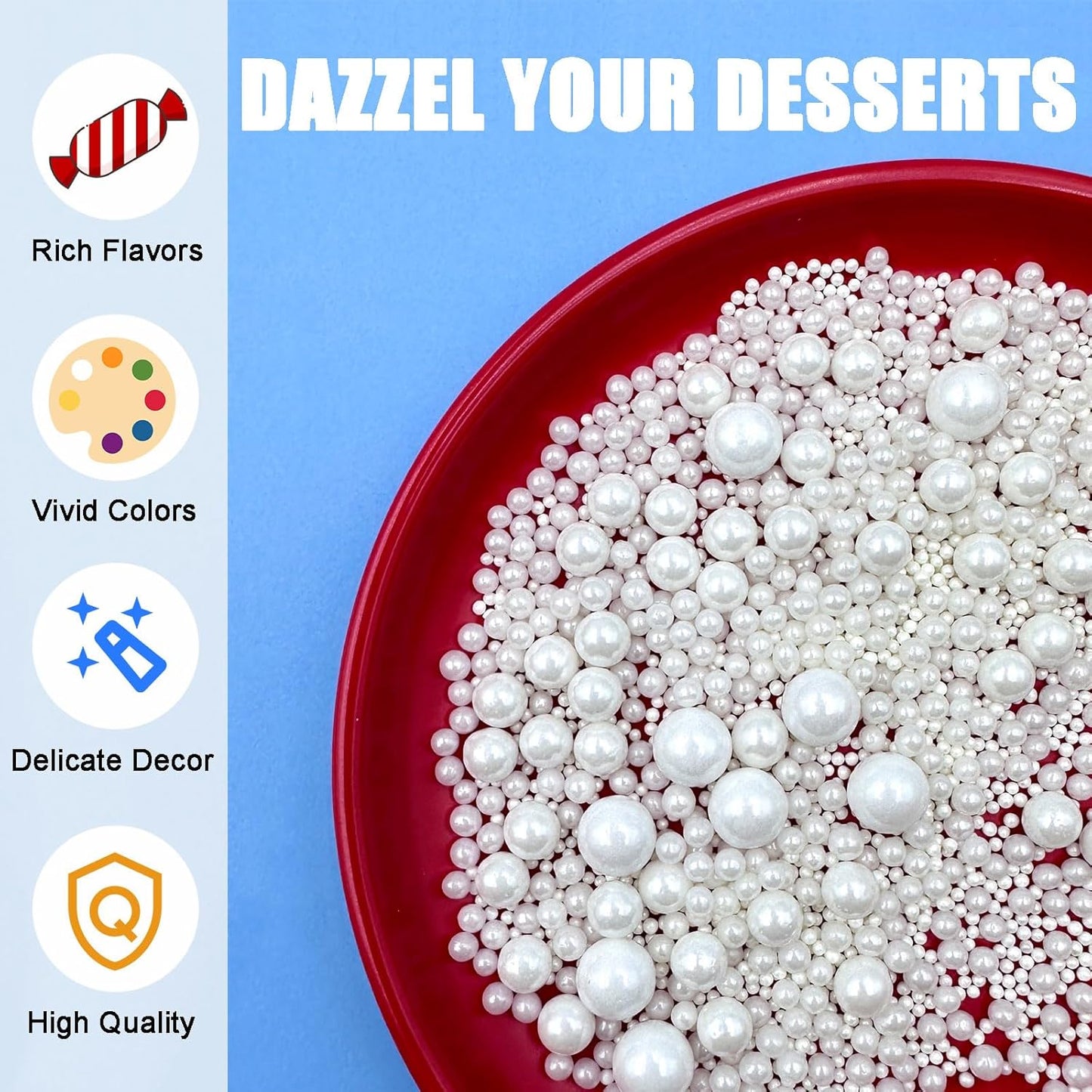SUGAR BAY Edible Gold and Silver Pearl Sprinkles – Child-Safe Cupcake Topping for Kids' Birthday Parties and Family Baking