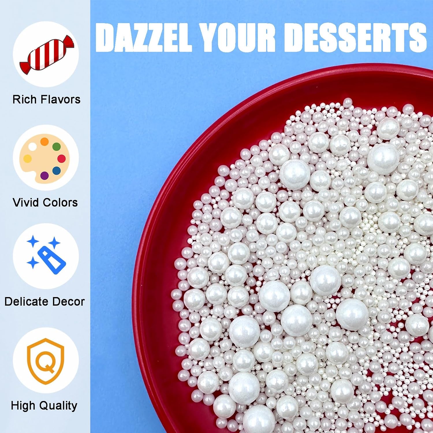 SUGAR BAY Edible Gold and Silver Pearl Sprinkles – Child-Safe Cupcake Topping for Kids' Birthday Parties and Family Baking