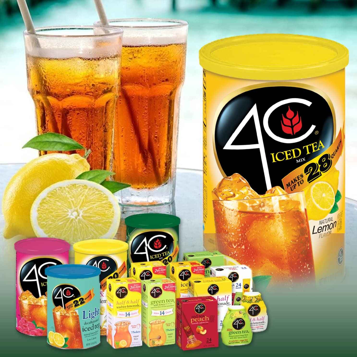 4C Iced Tea Powder Packets – Kid-Approved Lunchbox Hydration, Sugar-Free Lemon and Peach Singles for Family Pantry