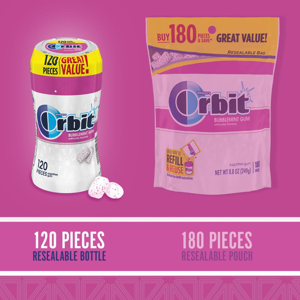 sugar-free bubblemint flavor with long-lasting minty taste
