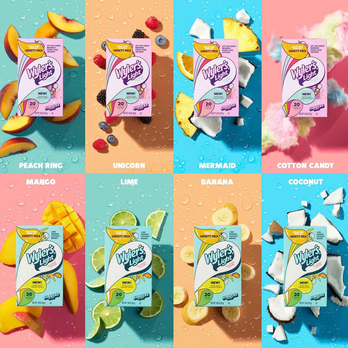Wyler's Light Singles to Go – Trendy Watertok Flavor Variety Pack Gift for Teens and Gen Z Hydration Lovers