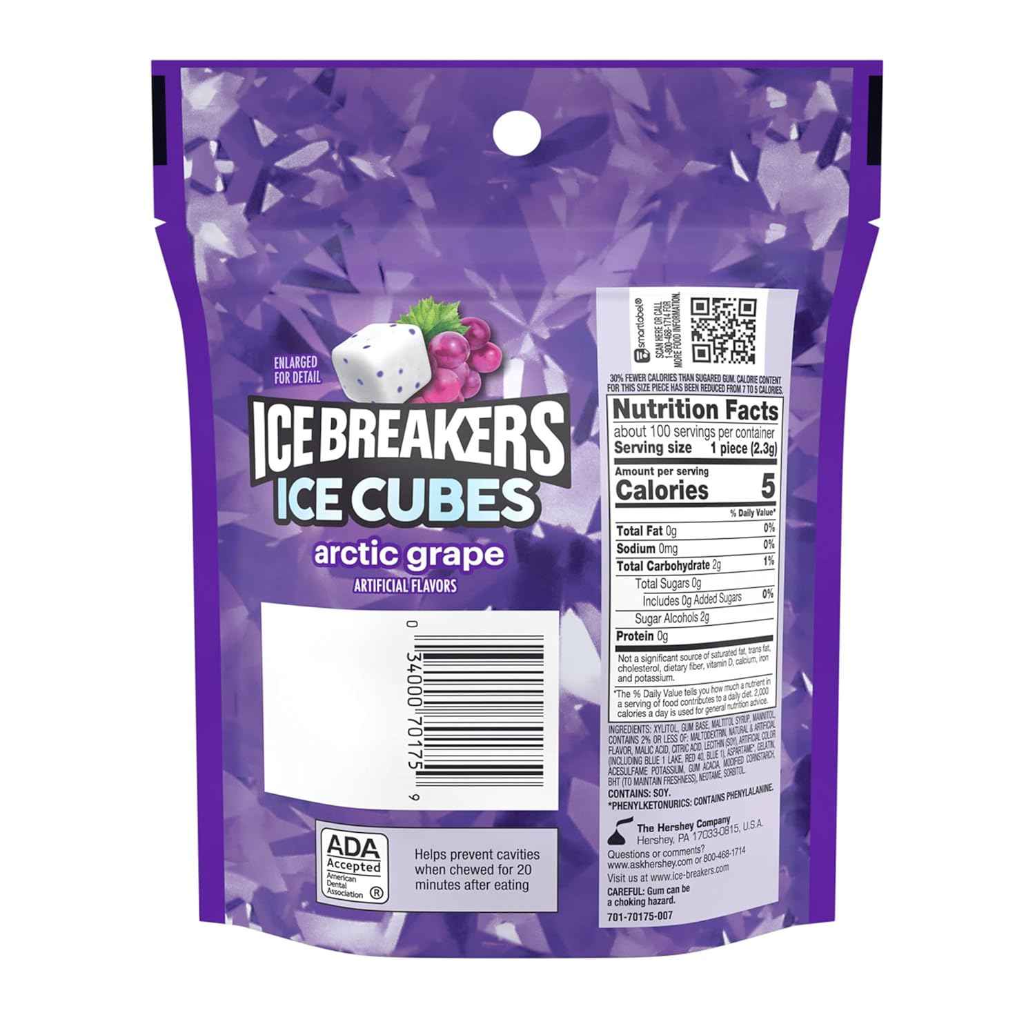 ICE BREAKERS Arctic Grape Chewing Gum – Sugar-Free Lunch Box Treat for Kids