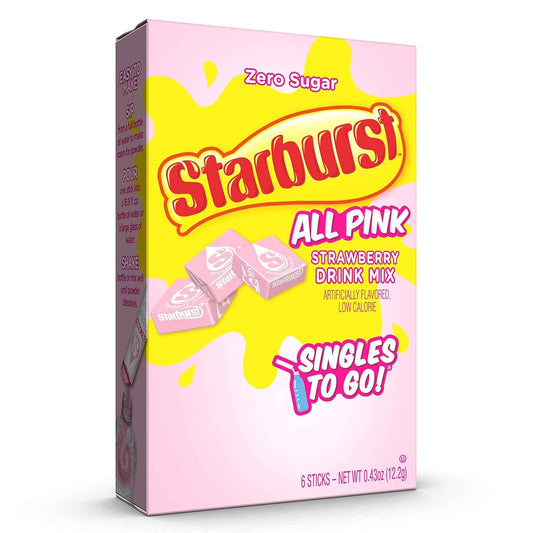 Starburst Singles To Go Zero-Calorie Cherry Powdered Water Flavorer for Mindful Meal Prep and Wellness Counters