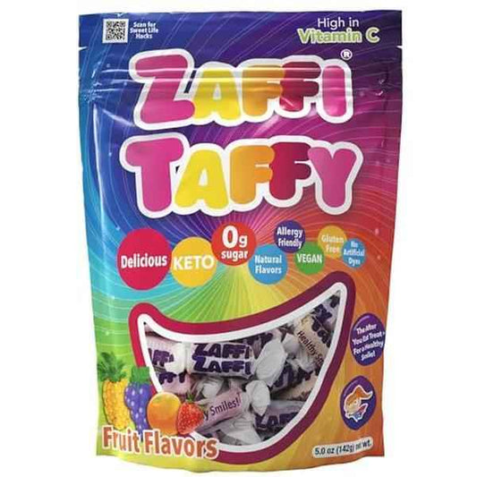 Zollipops KETO Taffy Assorted Fruit 3oz – Kid-Friendly Low-Carb Treats for Car Rides and Lunchbox Surprises