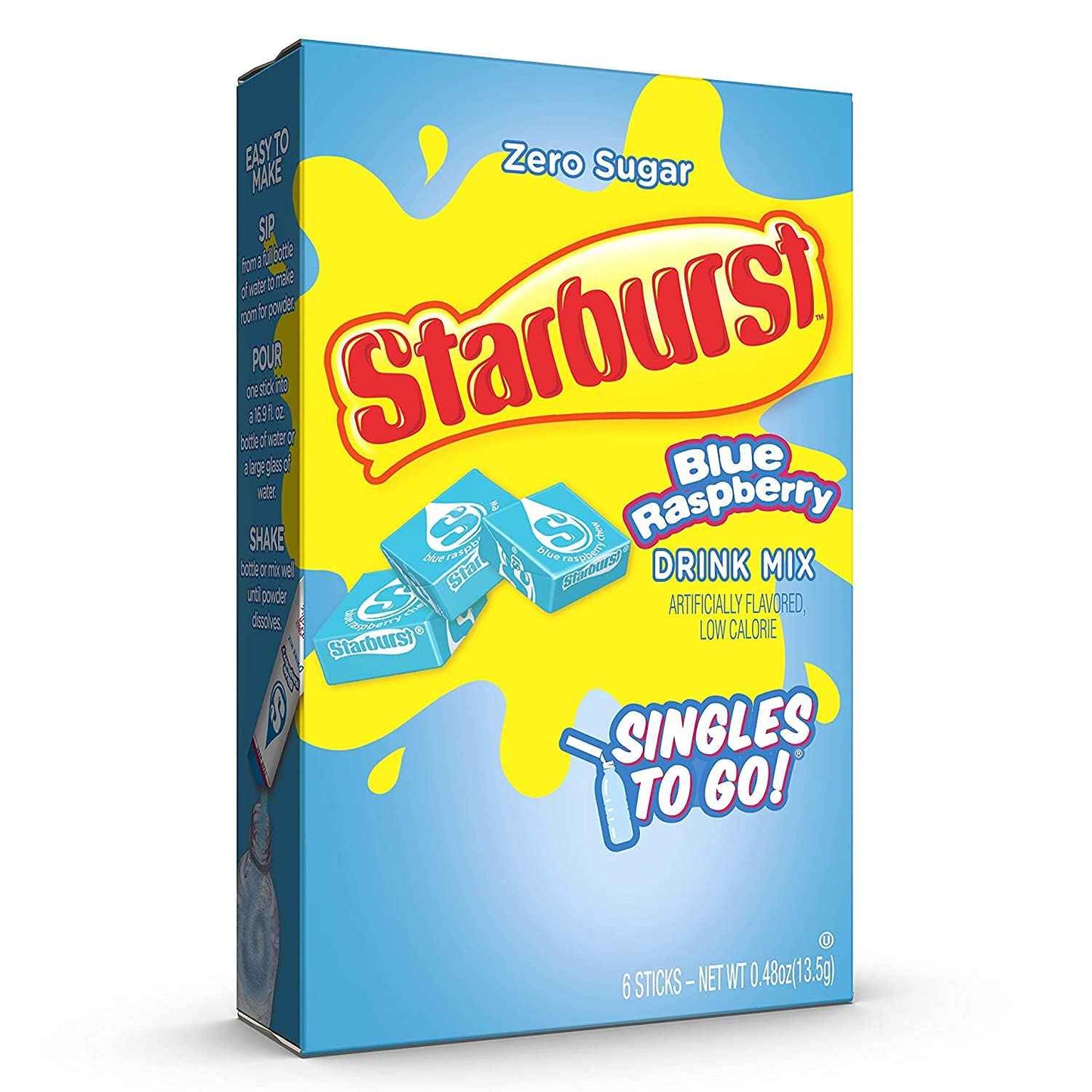 Starburst Blue Raspberry Singles To Go – Sugar-Free Drink Mix for Kids' Lunchboxes and After-School Snacks