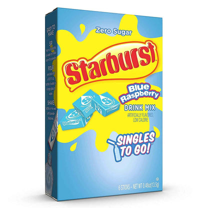 Starburst Blue Raspberry Singles To Go – Sugar-Free Drink Mix for Kids' Lunchboxes and After-School Snacks