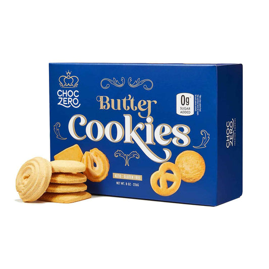 ChocZero Sugar Free Shortbread Cookies - Elegant Holiday Hostess Gift for Diet-Conscious Friends, Gluten Free Tin