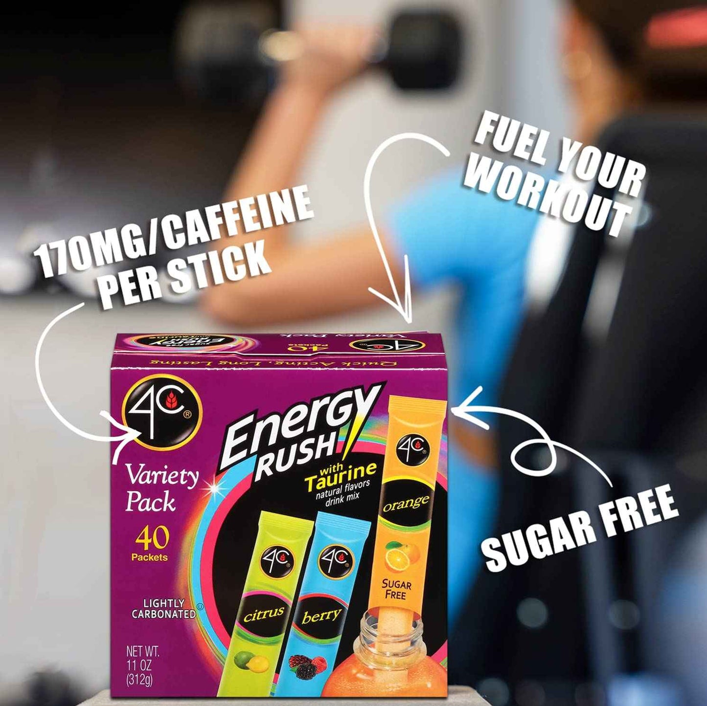 4C Energy Rush Stix – Thoughtful Gift for the Fitness Lover, Variety Pack of Sugar-Free Hydration Sticks