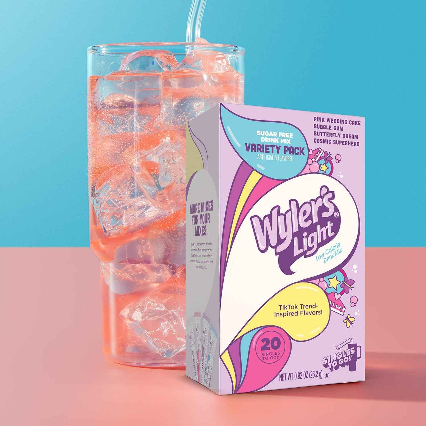 Wyler's Watertok Fun Flavors – Portable Hydration Powder for Road Trips and Carry-On Travel, 20 Count Box