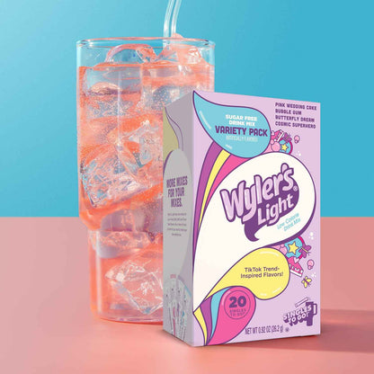 Wyler's Watertok Fun Flavors – Portable Hydration Powder for Road Trips and Carry-On Travel, 20 Count Box