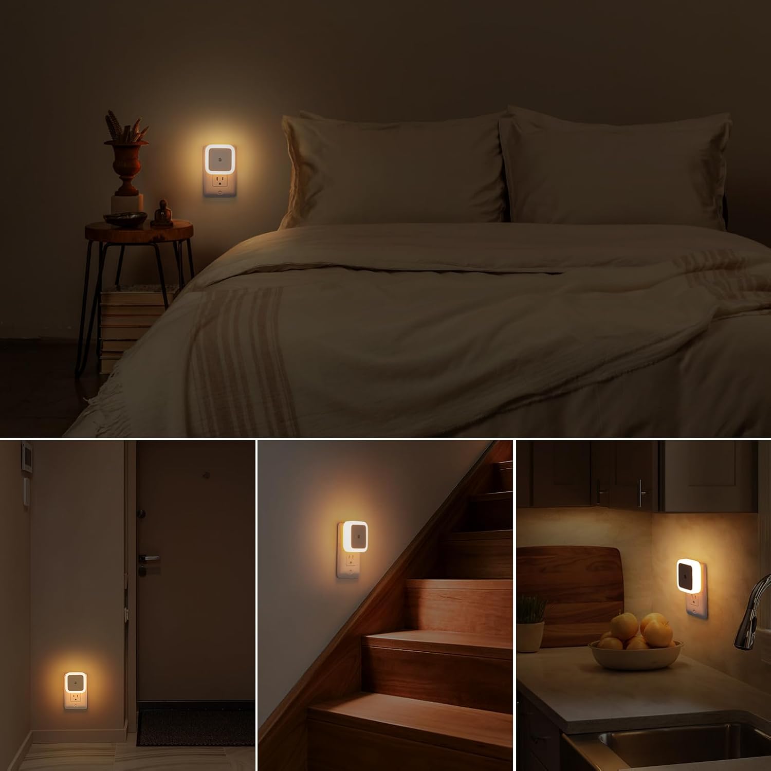 Sujeet Night Light 8-Pack – Gentle Nursery and Kids Bedroom Lighting with Dusk to Dawn Sensor, Cool to Touch LED