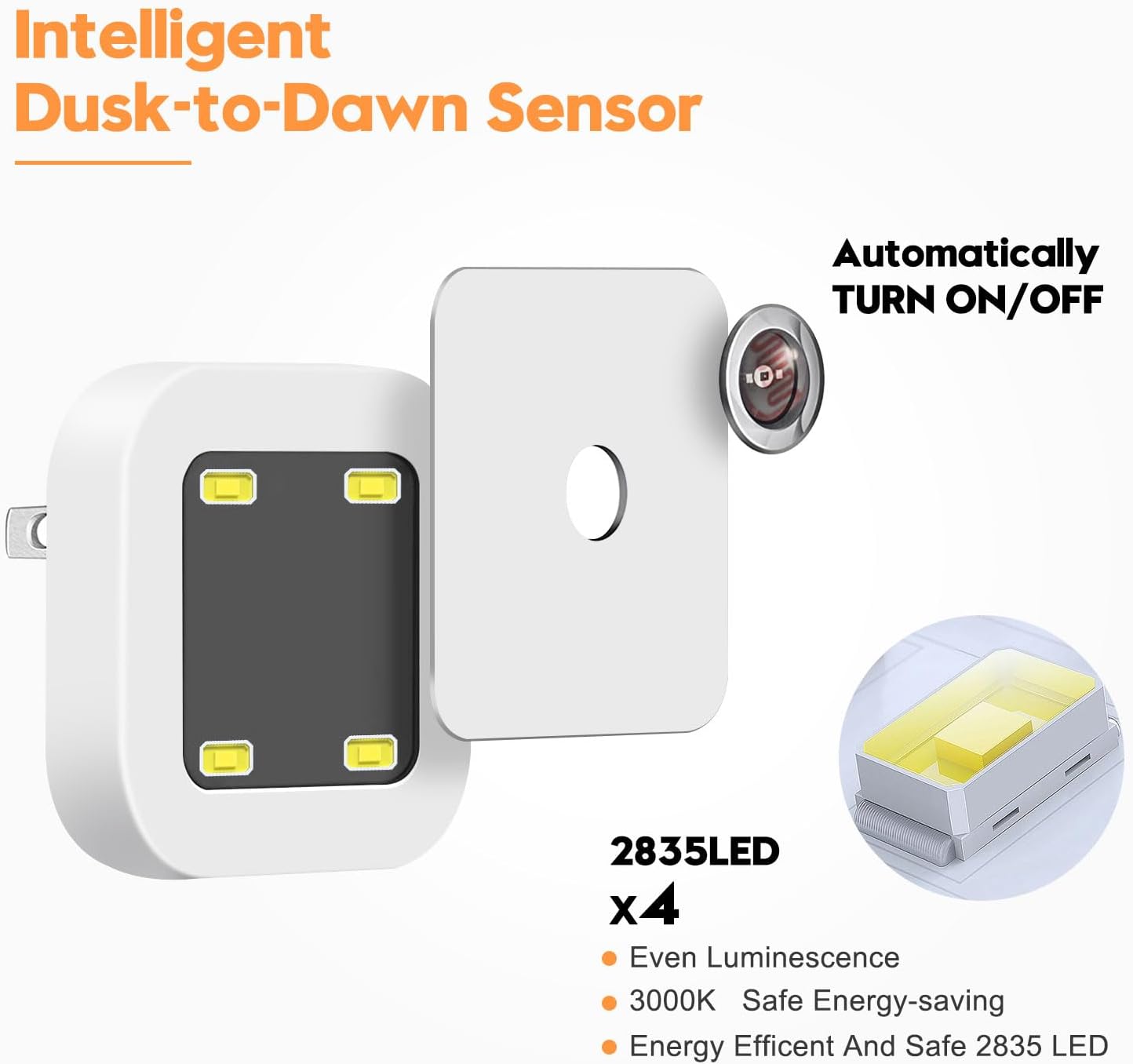 Sujeet Night Light 8-Pack – Gentle Nursery and Kids Bedroom Lighting with Dusk to Dawn Sensor, Cool to Touch LED