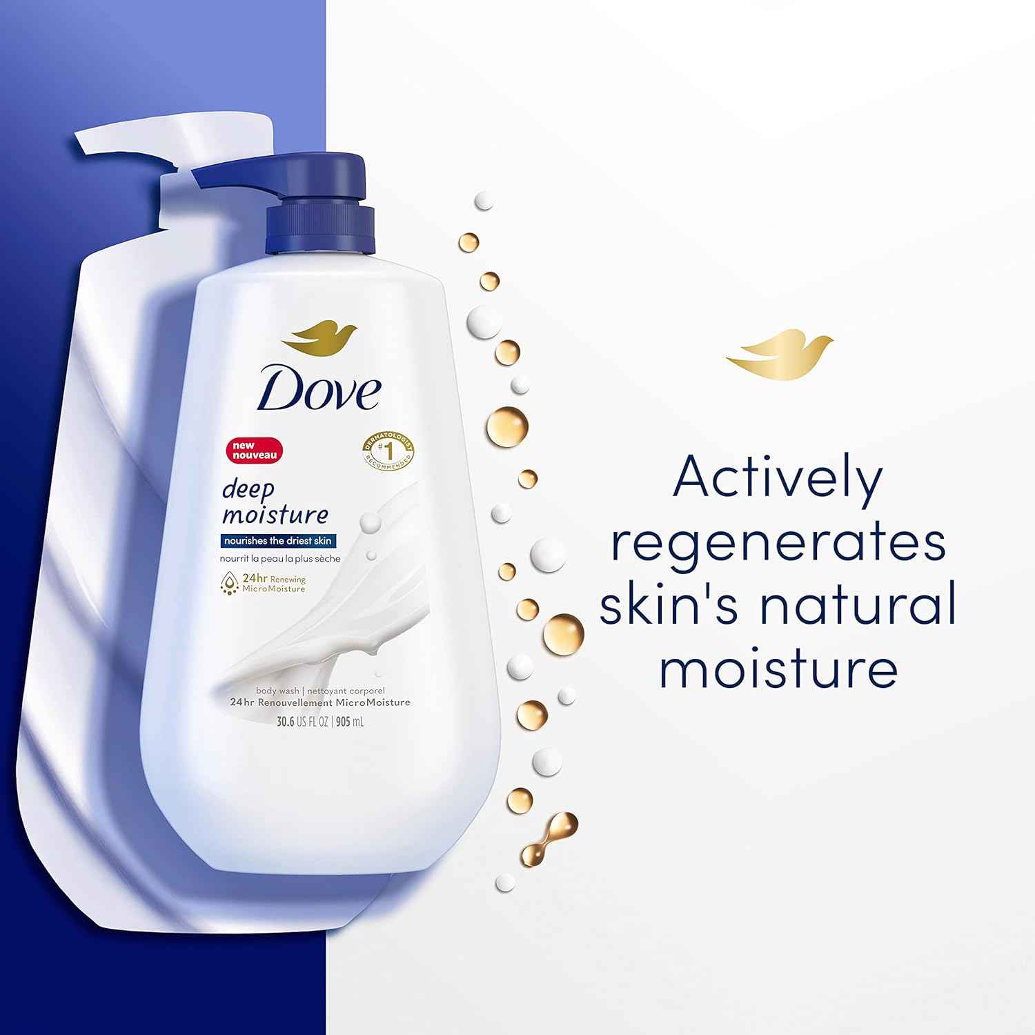 Dove Deep Moisture Body Wash Vegan PETA-Approved – Clean Beauty Shower Safe for Toddlers and Allergy-Prone Skin