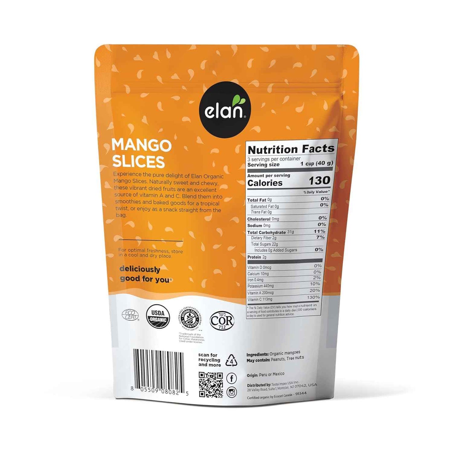 Elan Organic Dried Mango Slices – Backpack-Friendly Chews for After-School Cravings