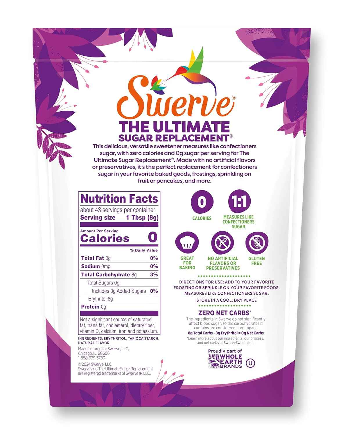 Swerve Sweetener Powder, Confectioners – Family-Safe Sweetener for Birthday Cake Prep