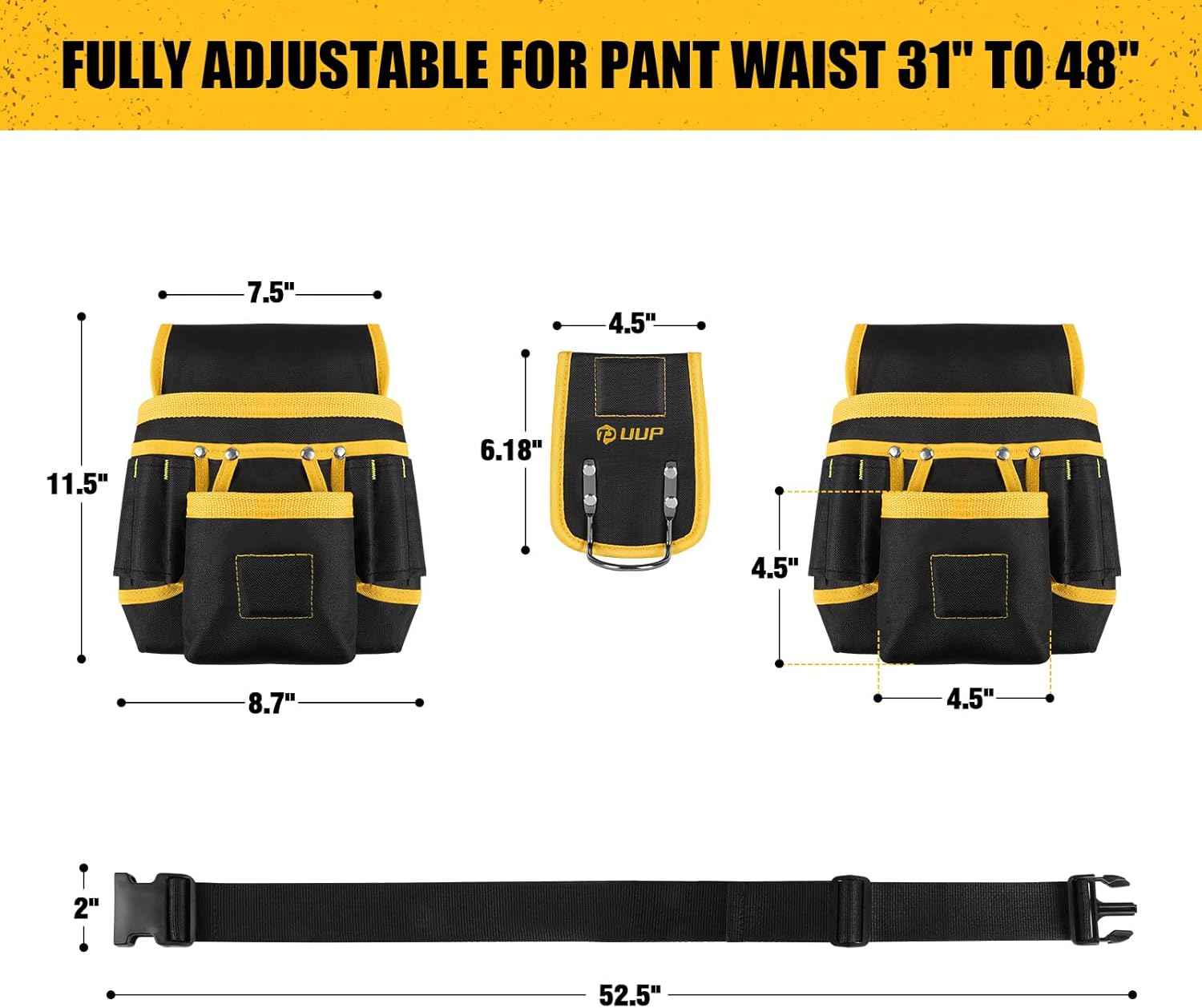 UUP Magnetic Tool Belt for Men – Thoughtful Valentine's Day Gift for Husband, Heavy Duty 26 Pocket Tool Pouch for Carpenters and Electricians