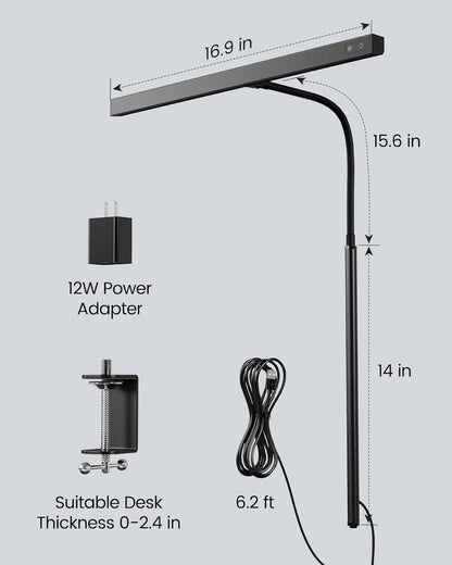 SUPERDANNY LED Desk Lamp – Eye-Caring Reading Light to Reduce Fatigue During Long Study Sessions