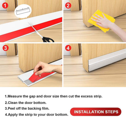Suptikes 2 Pack Door Sweep for Clutter-Free Homes, Low-Profile Silicone Draft Stopper in White
