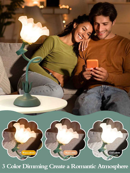 Lily of the Valley Table Lamp – Flicker-Free Soft Glow for Mindfulness Rituals, Meditation Corners, and Stress-Free Evening Reading