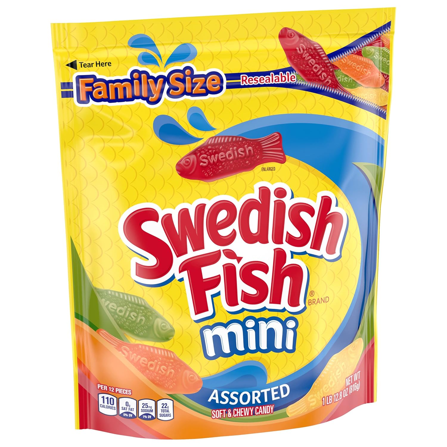 Swedish Fish Mini Soft Candy – Sweet Surprise Gift for Mom, Coworker, or Neighbor, Bulk 2 oz Snack Bags, 24 Count