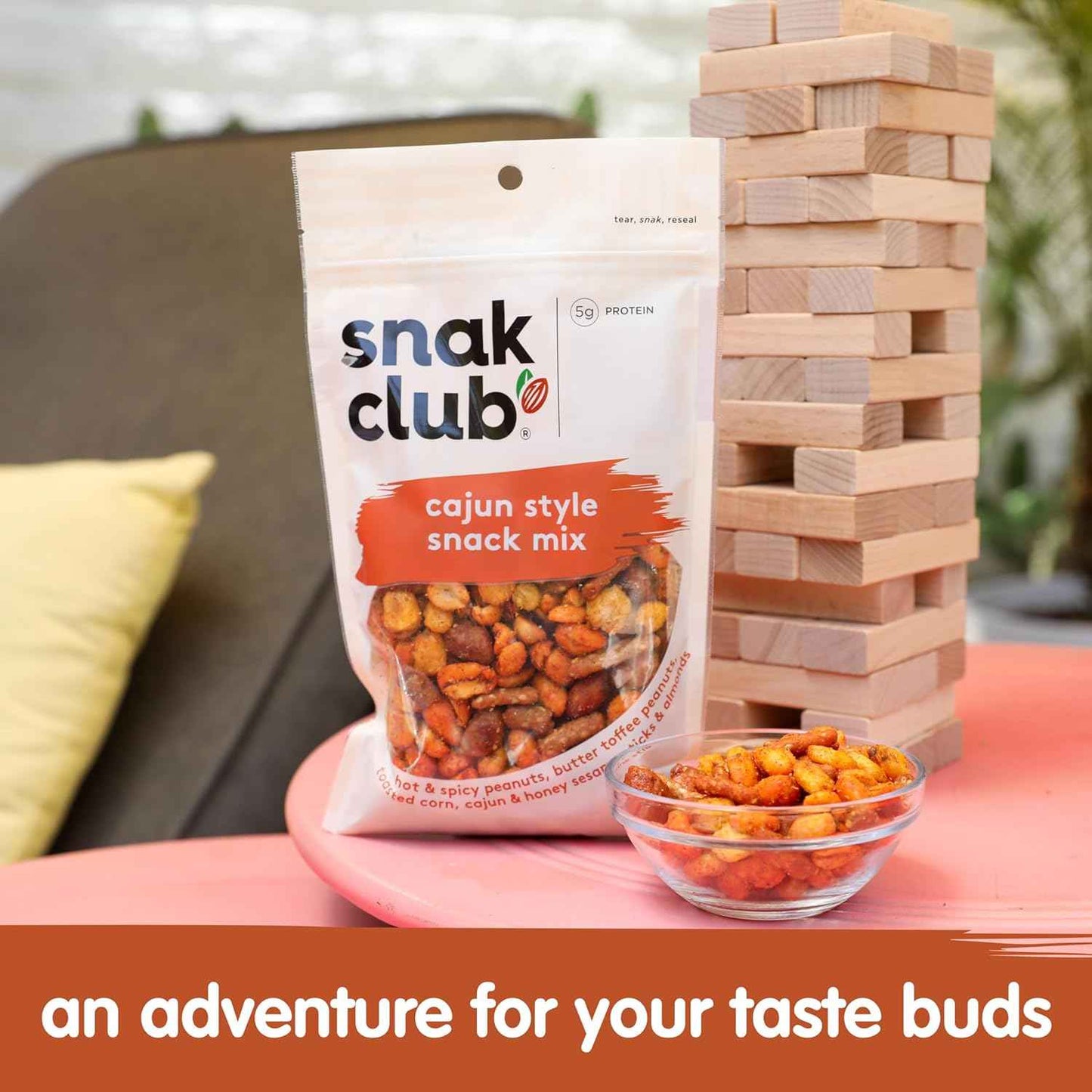 Snak Club Cajun Snack Mix – Family Friendly Lunchbox Add On with Sweet and Spicy Crunch Kids Love, 15 oz Resealable Pouch