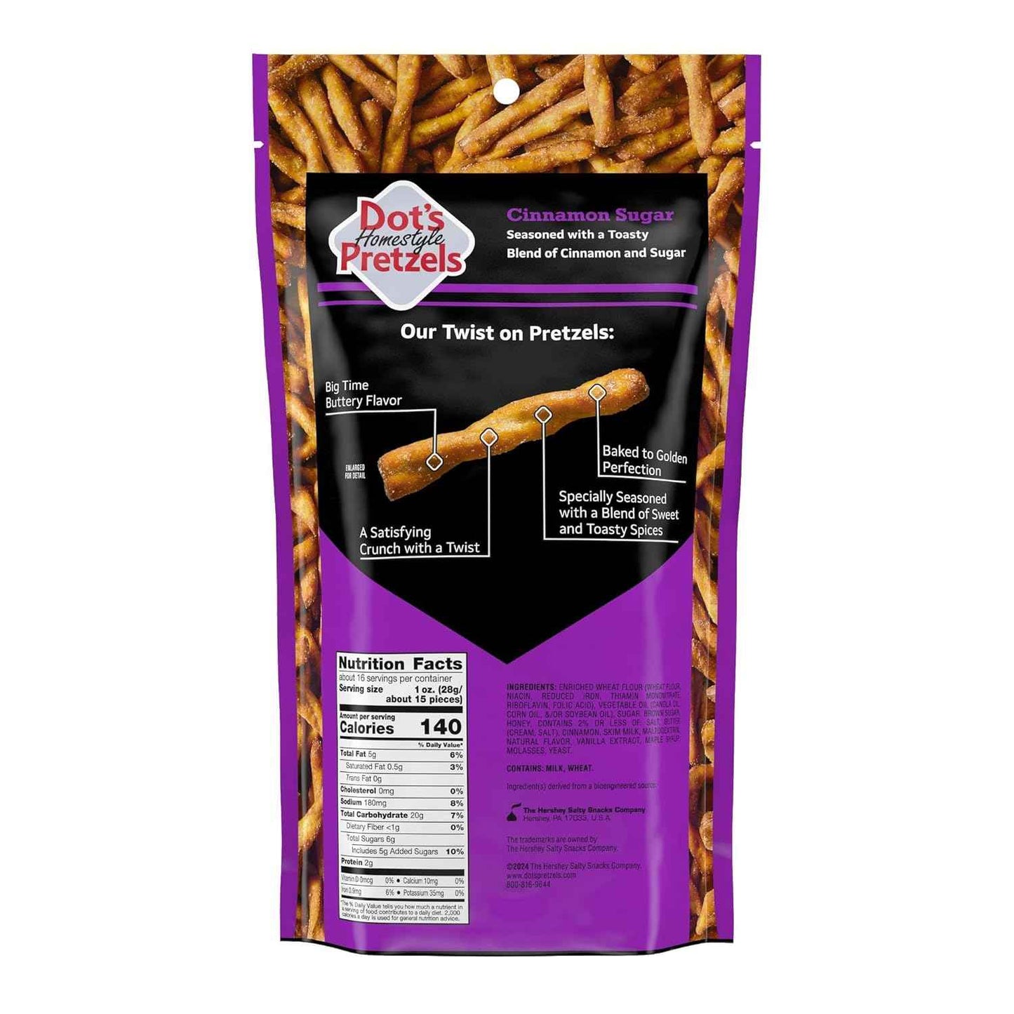 Dot's Pretzels Cinnamon Sugar Pretzel Twist – Lighter Sweet-Savory Snack for Breakfast and Self-Care Snack Breaks