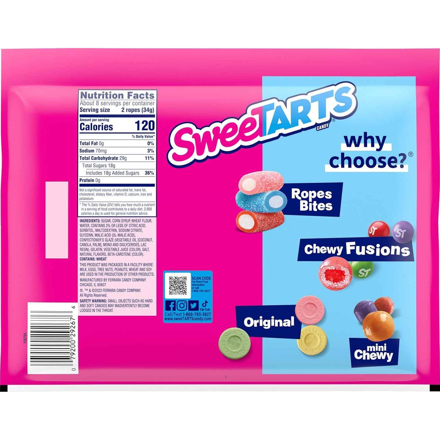 SweeTARTS Ropes Chewy Candy – Road Trip Travel Snack for Passengers, 9 oz Bag