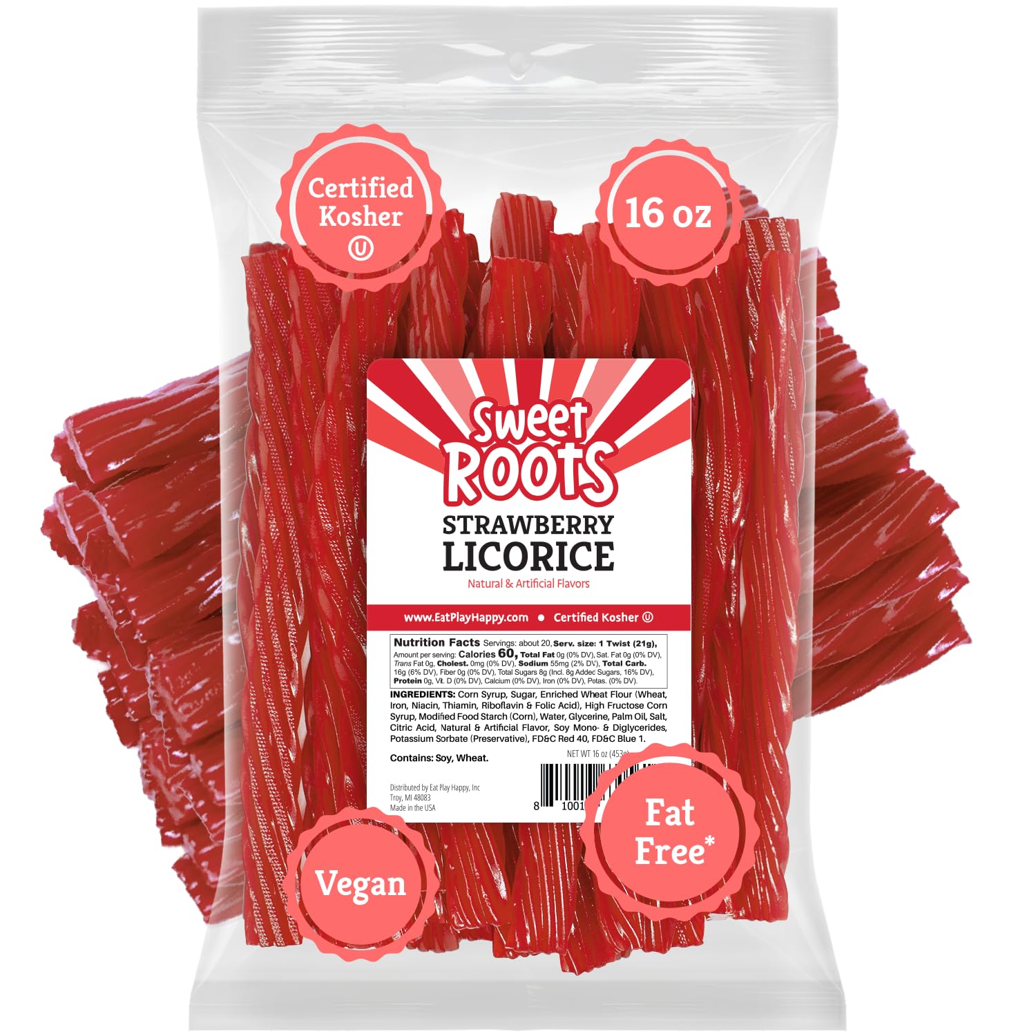 Sweet Roots Blue Raspberry Licorice Sticks – Jumbo 16 oz Bag for School Cafeteria, Lunchbox, and Car Ride Home Treats