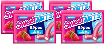 SweeTARTS Soft &amp;amp; Chewy Ropes Candy, Tangy Strawberry Flavor, 9 Ounce Pouch (Pack of 4)