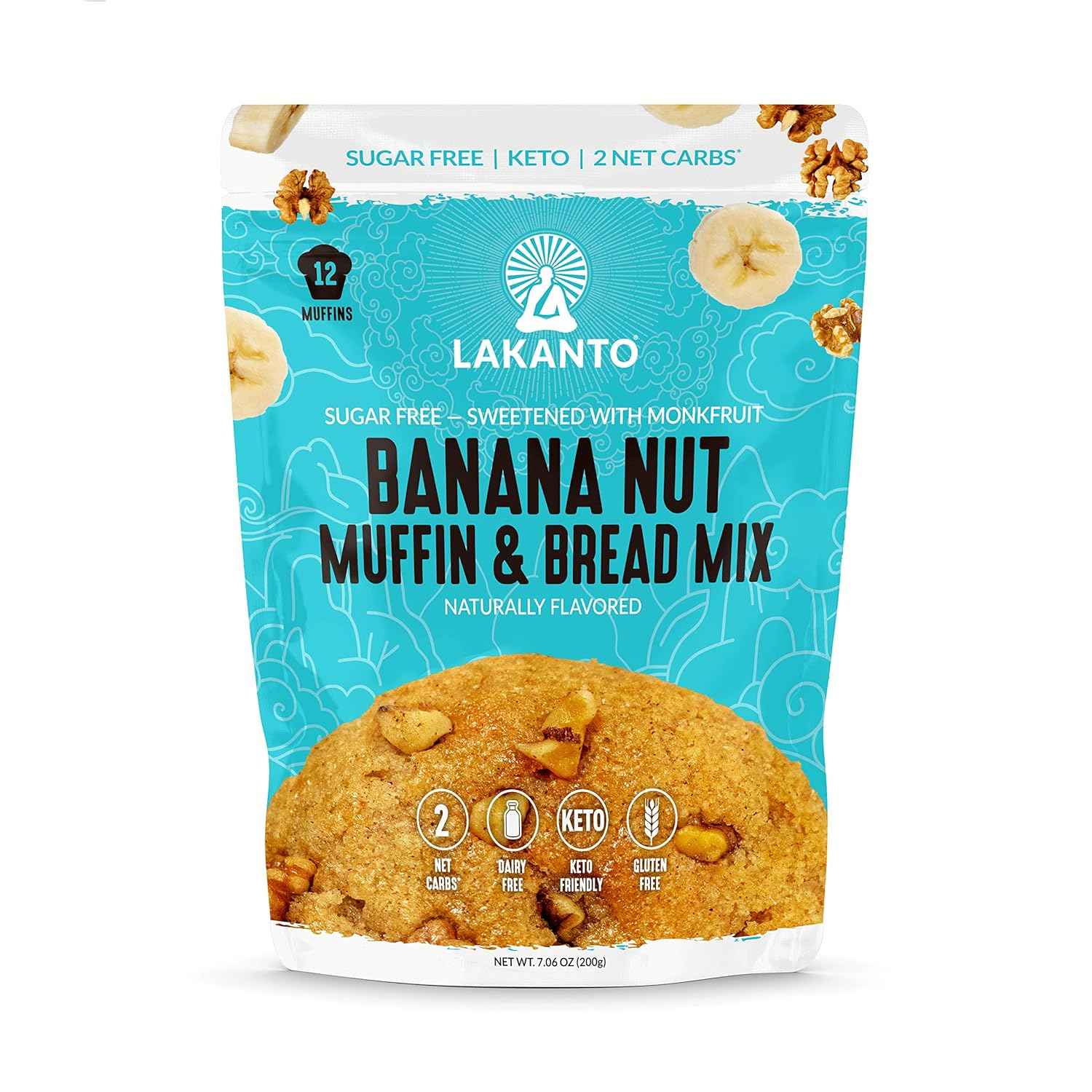 Lakanto Sugar Free Banana Nut Muffin and Bread Mix - Monk Fruit Sweetened Keto Baking for Self-Care Sunday Meal Prep