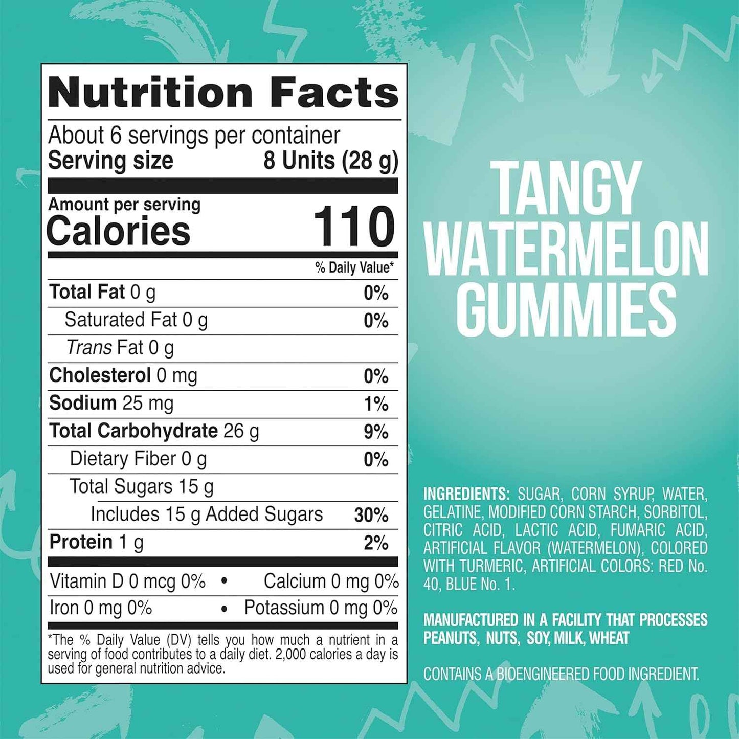 ChewzMe Sour Watermelon Gummy Candy for Kids Lunchbox, Nut-Free and Gluten-Free Sweet Treat, 6 oz Grab-and-Go Bag