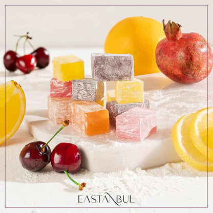 Eastanbul Lokum 4-Flavor Variety Pack, Low-Calorie Soft Chewy Candy for Healthy Office Snack Drawer