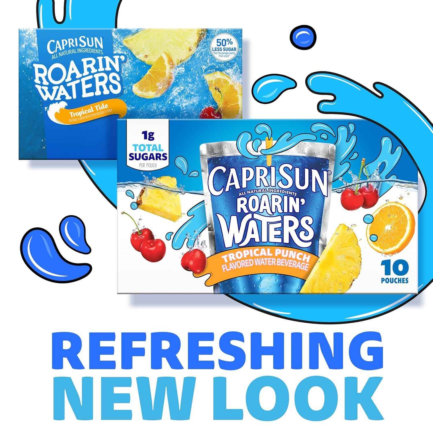 Capri Sun Roarin' Waters Tropical Punch – Stevia-Sweetened Lunch Prep Hydration, 40 ct Bulk Pack
