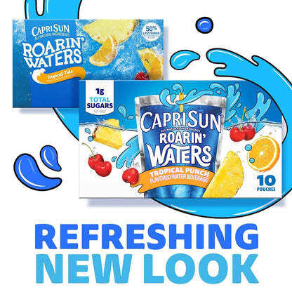 Capri Sun Roarin' Waters Tropical Punch – Stevia-Sweetened Lunch Prep Hydration, 40 ct Bulk Pack