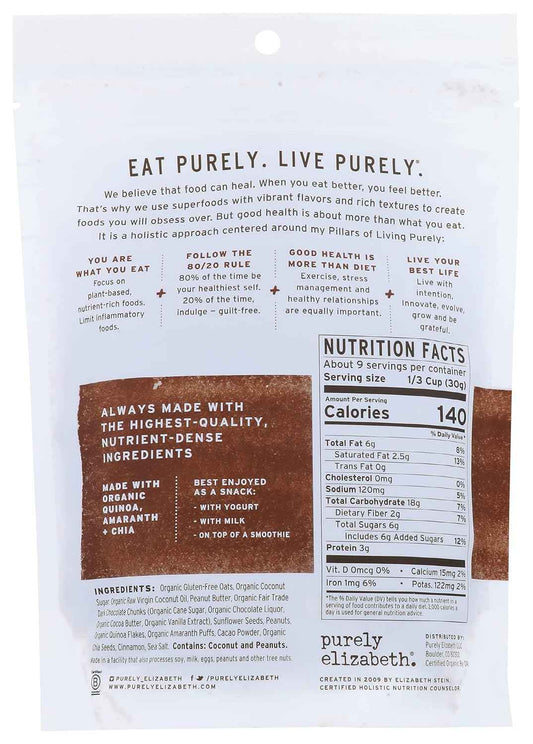 Purely Elizabeth Chocolate Peanut Butter Ancient Grain Granola – School Lunchbox Treat for Picky Eaters