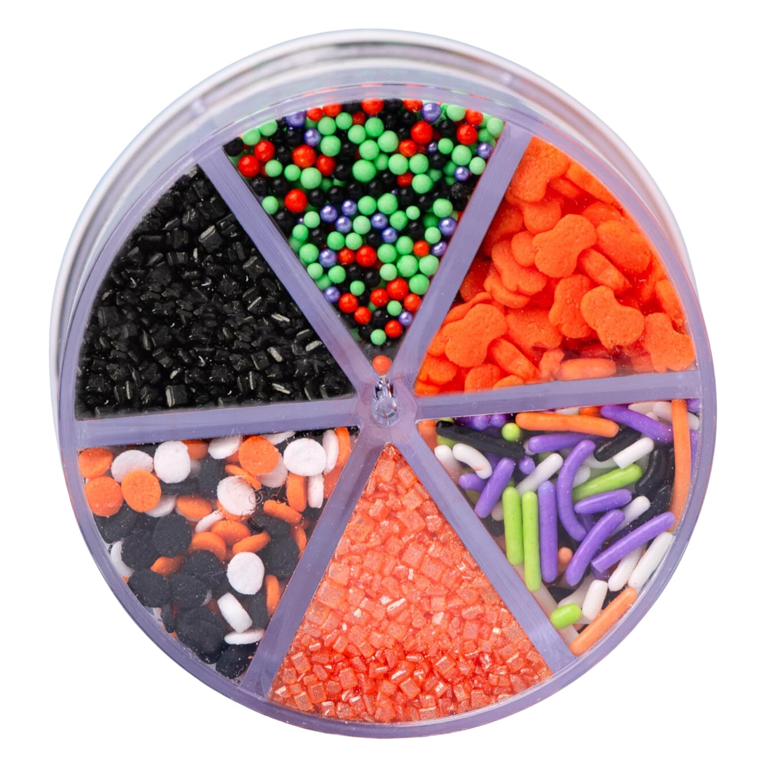 Sweets Indeed Halloween 6-Cell Sprinkle Jar – Efficient Bulk Sprinkle Variety for High-Volume Holiday Baking Sessions
