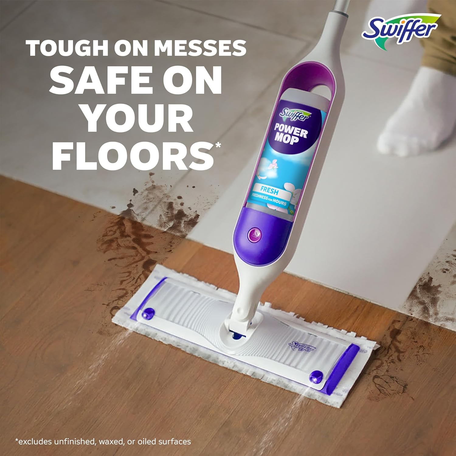 Swiffer PowerMop Multi-Surface Mop Kit for Living Room Aesthetic, Sleek Cordless Design with Fresh Scent