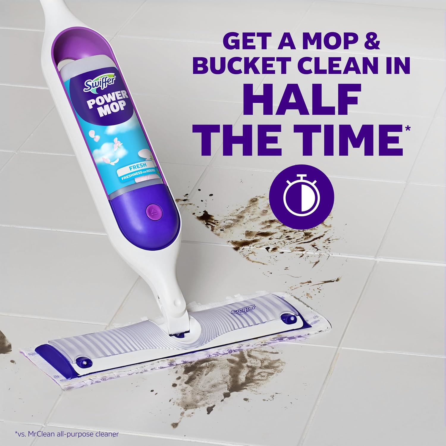 Swiffer PowerMop Multi-Surface Mop Kit for Living Room Aesthetic, Sleek Cordless Design with Fresh Scent