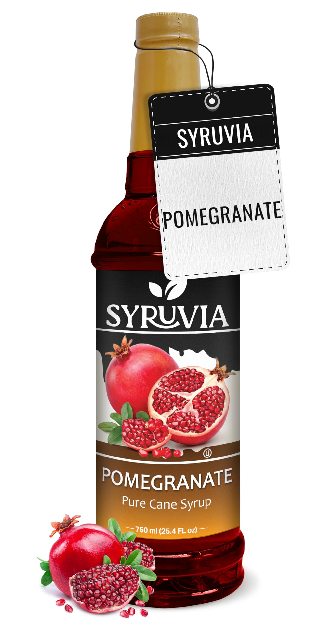 Syruvia Pomegranate Syrup, Flavored Syrup for Drinks, Cocktails, Lemonades, Iced Teas, and Desserts – 25.4 fl oz