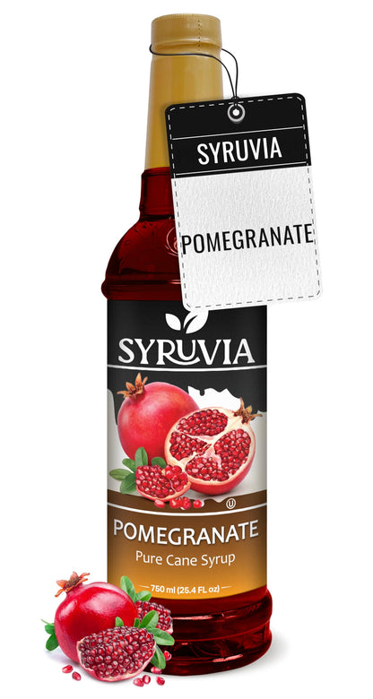 Syruvia Pomegranate Syrup, Flavored Syrup for Drinks, Cocktails, Lemonades, Iced Teas, and Desserts – 25.4 fl oz