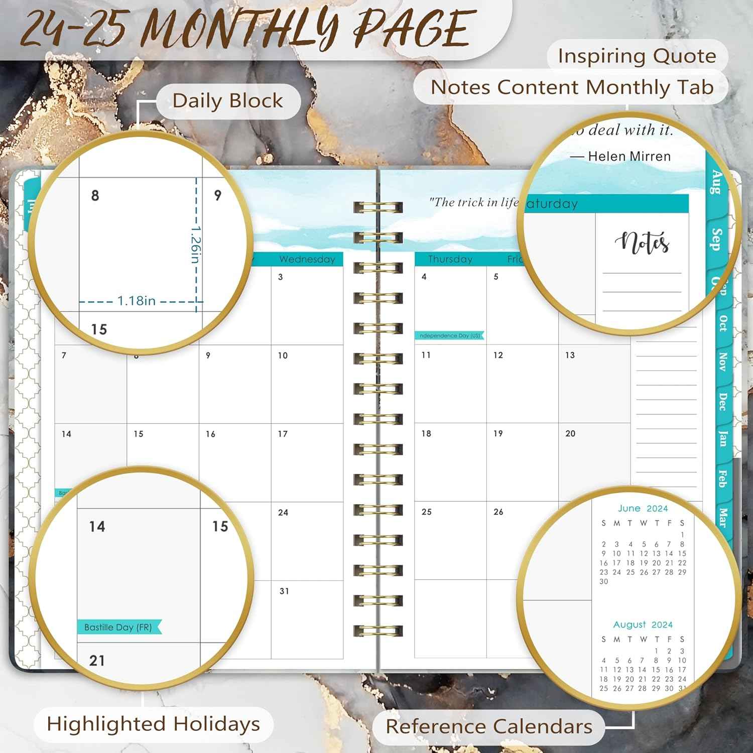 PAPERIAN 2024 Planner – Morning Routine Journal for Bedside Nightstand, Weekly Self-Care Tracker