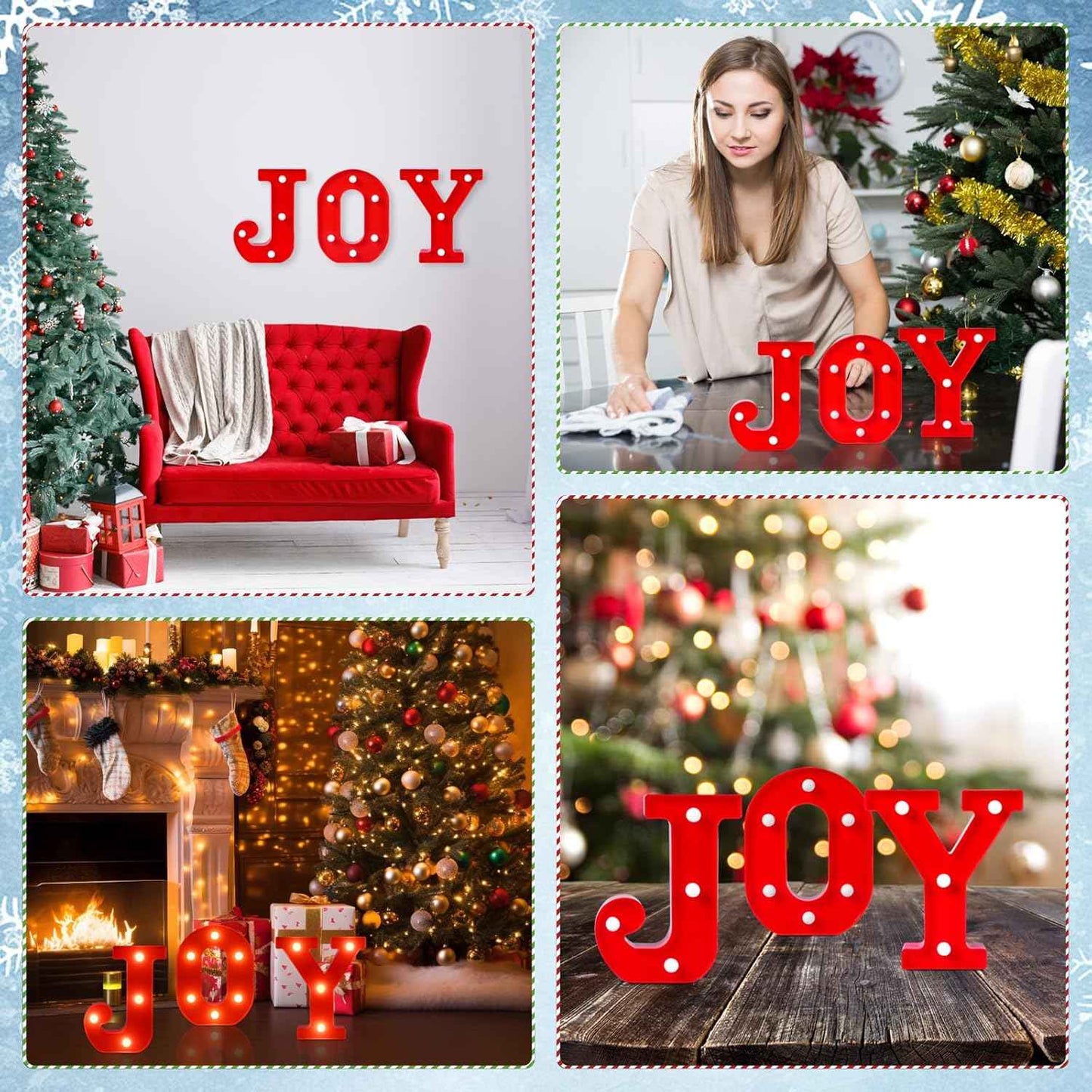 EDYCON Battery Powered LED Letters – Smoke Free and Cool to Touch Alternative to Holiday Candles