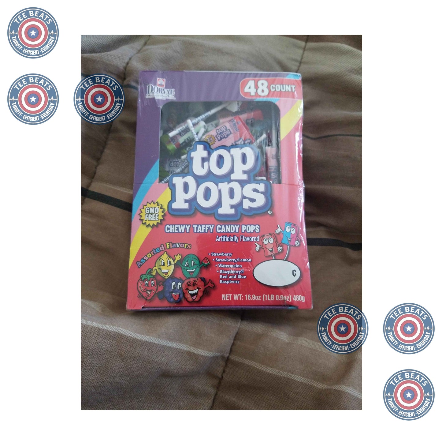 Taffy Pops Assorted Flavors 48ct – Single-Box 48-Count Taffy Lollipops for a Clutter-Free Home Candy Jar