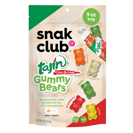 Snak Club Tajin Gummy Bears – Camping and Hiking Snack, Resealable Chili Lime Gummies