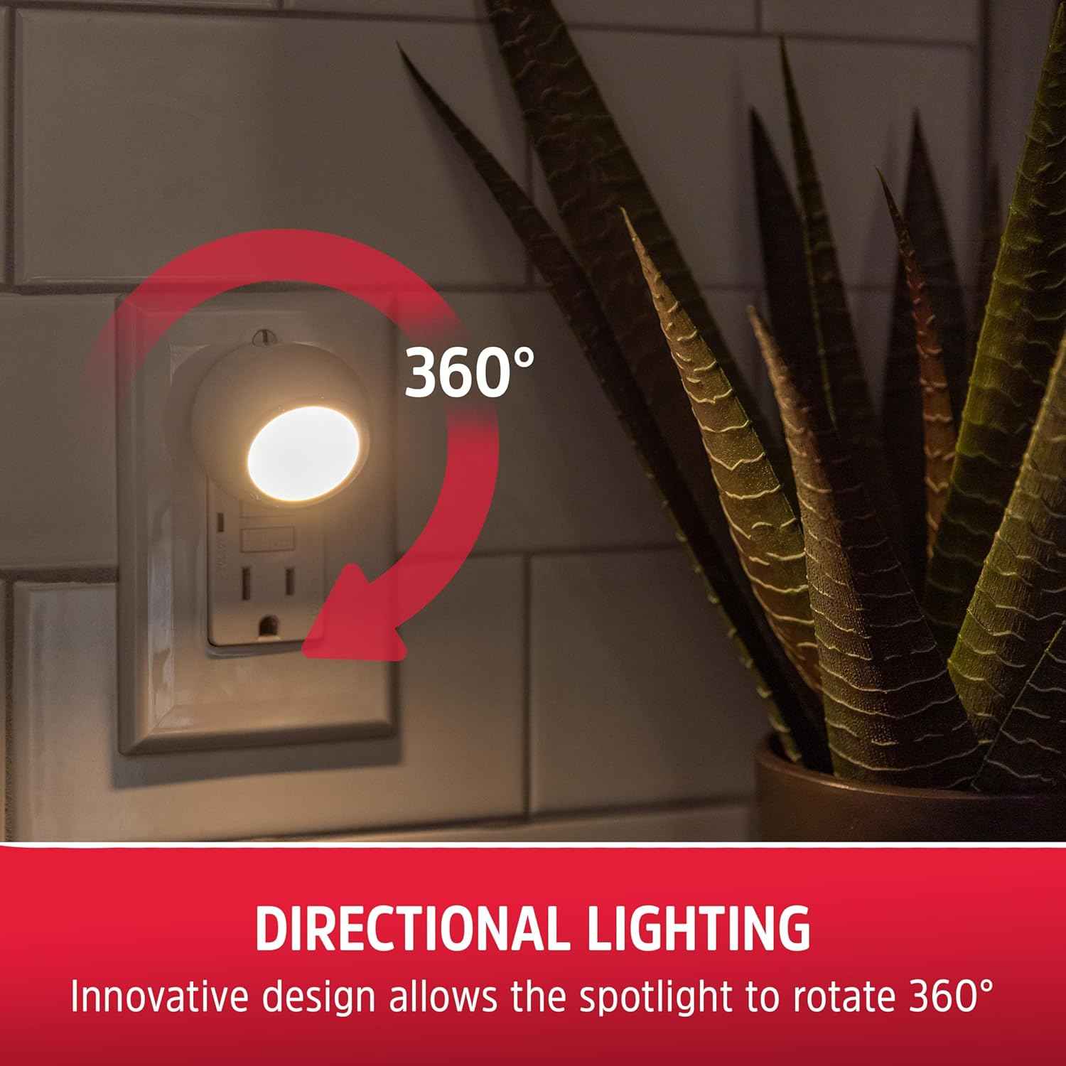 Energizer Nightlight for Living Room – Soft White Accent Lighting with 360° Rotating Head and Floral Pattern