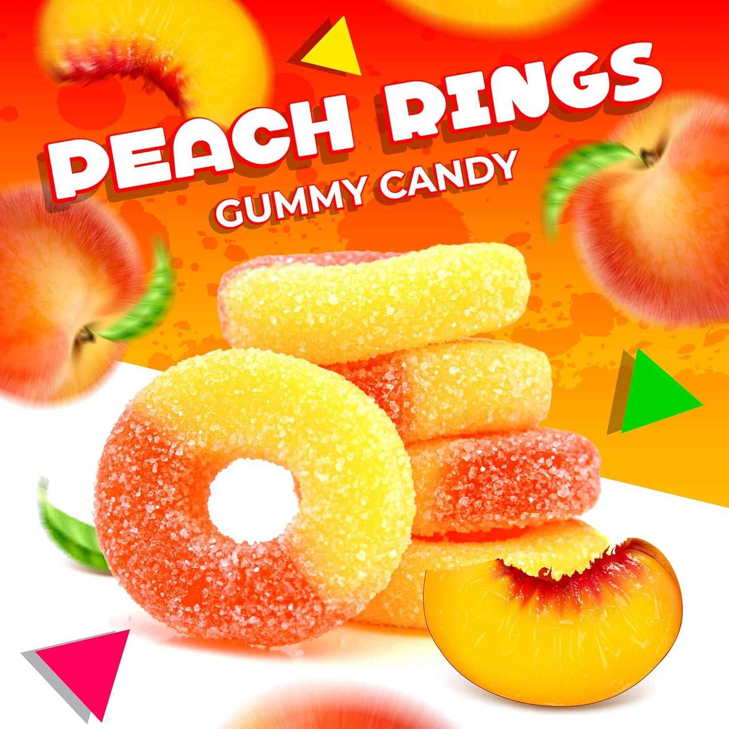 Peachful Peach Rings Gummy Candy | 1lb Bulk Bag | Sweet Easter Gift for Grandchildren and Grandkids