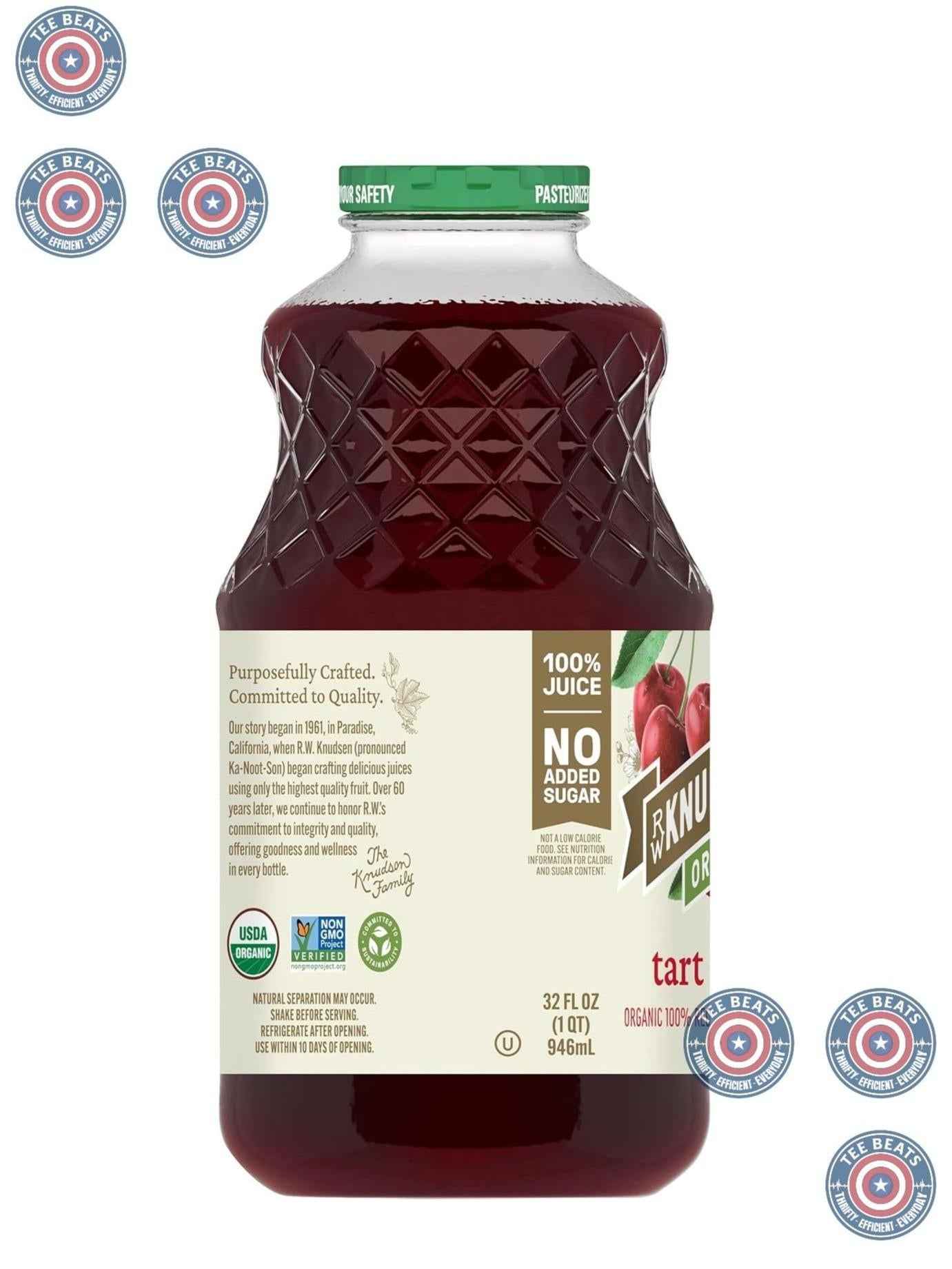 R.W. Knudsen Family Just Tart Cherry Juice – Kid-Friendly Family Breakfast Drink, 32 oz No Artificial Flavors